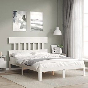 3193592 vidaXL Estrutura de cama com cabeceira 120x200cm madeira maciça branco