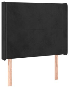 Cama box spring c/ colchão/LED 90x190 cm veludo preto