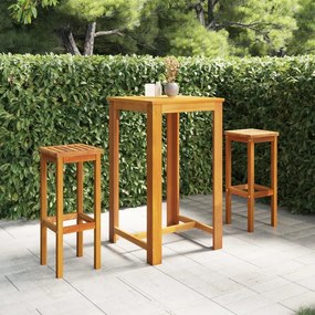 vidaXL 3 pcs conjunto de bar para jardim madeira de acácia maciça