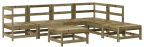 7 pcs conjunto lounge de jardim c/ almofadões pinho impregnado