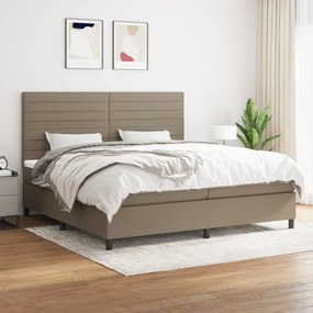 vidaXL Cama com molas/colchão 200x200 cm tecido castanho-acinzentado