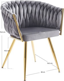 Cadeira Widny Golden Veludo - Cinza escuro