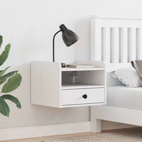 vidaXL Mesa-de-cabeceira com gaveta Montado na parede Branco 38 x 36 x 29,5 cm