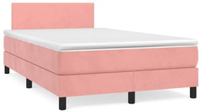 Cama boxspring com colchão 120x190 cm veludo rosa
