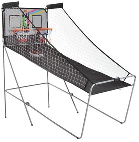 HOMCOM Conjunto de tabelas de Basquetebol Dobráveis e Portáteis de aço Cor Preto e Branco 205x110x205 cm