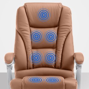 Cadeira de escritório Pacific com função de massagem em couro sintético castanho claro