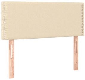 Cama box spring c/ colchão e LED 90x190 cm tecido cor creme