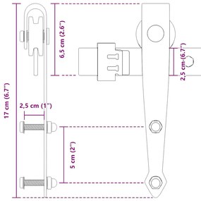 Kit para armário deslizante aço carbono 91 cm