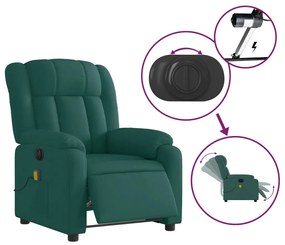 Poltrona reclinável de massagens elétrica tecido verde-escuro
