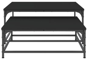 Mesas de centro de encastrar 2 pcs derivados de madeira preto