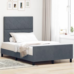 Cama vidaXL Cinza Escuro 120x190 cm Veludo