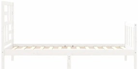 Estrutura cama de solteiro c/ cabeceira madeira maciça branco