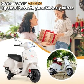 Mota elétrica para crianças 12V com motor duplo e 4 rodas Música Buzina para crianças de 3 a 6 anos Branco