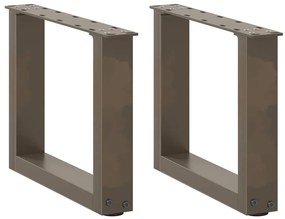 vidaXL Pés para mesa de centro em formato de U, 2 peças, aço natural, 40x(30-31) cm, aço