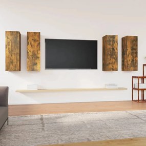 Móveis de TV 4 pcs 30,5x30x90 cm madeira cor carvalho fumado