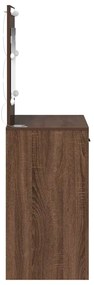 Mesa de Maquiagem vidaXL com Luzes LED Castanho Carvalho 78,5x41x135 c