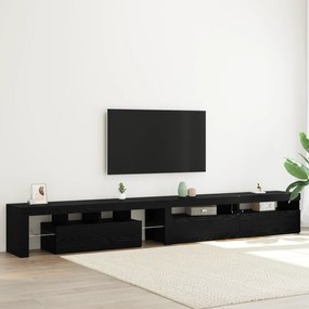Armários de TV vidaXL 3 pcs com Luzes LED Carvalho Preto Madeira Engenheirada