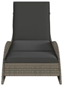 Espreguiçadeira com almofadão 60x205x73 cm vime PE cinzento