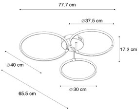 Candeeiro de teto preto com 3 luzes LED regulável em 3 níveis - Joaniqa Moderno