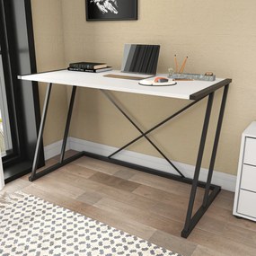 Secretária de Estudo Adelaide - Preto e Branco - 114cm x 60cm x 75cm