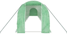 Estufa com estrutura de aço 28 m² 14x2x2 m verde