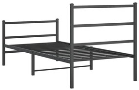 Estrutura de cama com cabeceira e pés 90x200 cm metal preto