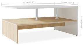 Mesa de Centro Salamanca de 90 cm - Carvalho/Branco - Design Moderno