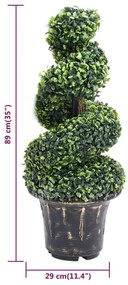 Planta artificial buxo em espiral com vaso 89 cm verde