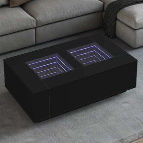 vidaXL Mesa de centro luzes LED Infinity 116x69x40 cm preto