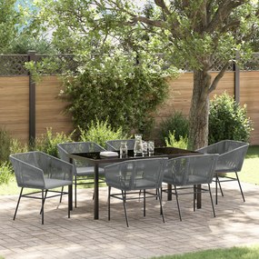 vidaXL Conjunto de Jantar de Jardim de 2 Peças com Almofadas Cinza Rattan de Polietileno