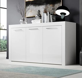 Aparador "Neyla" - 144x80x42 cm - Branco Brilhante - Design Moderno -