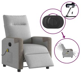 Poltrona massagens reclinável elétrica tecido cinzento-nublado