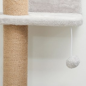 Arranhador para Gatos de Parede de 5 Níveis Estreito com Bola e Arranhadores de Sisal 48x21x180 cm Cinza Claro