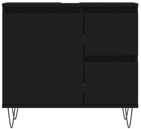 3 pcs conjunto móveis casa de banho derivados de madeira preto