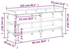 Banco sapateira 102x32x47 cm derivados madeira cinzento sonoma