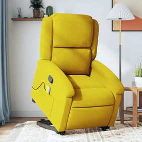 vidaXL Poltrona elevatória de massagens veludo amarelo