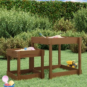 Mesas de areia 2 pcs madeira de pinho maciça castanho mel