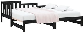 Sofá-cama de puxar 2x(80x200) cm pinho maciço preto
