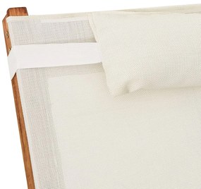 Espreguiçadeira c/ almofada textilene e álamo maciço branco