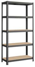 Estante SONGMICS de 5 níveis, estante de aço para armazenamento, montagem sem ferramentas, para garagem, galpão, capacidade de carga 875 kg, 40 x 90 x 180 cm, cinza GLR040G01