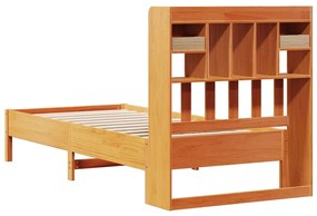 Cama com estante sem colchão 75x190cm pinho maciço castanho-mel