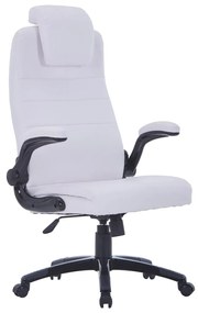 Cadeira giratória ajustável couro artificial branco