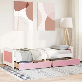 Sofá-cama com 2 gavetas sem colchão 90x200 cm IRUN branco&amp;rosa