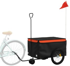 Reboque para bicicleta 30 kg ferro preto e laranja
