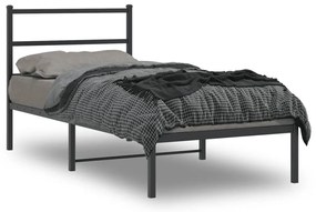 Estrutura de cama com cabeceira 90x190 cm metal preto