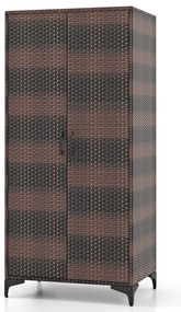 Guarda-roupa de vime PE com haste para pendurar e 4 cubos de armazenamento para pátio e garagem - preto