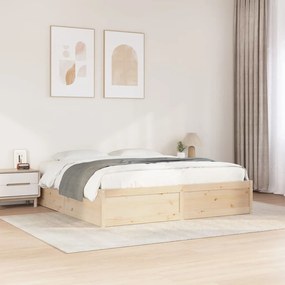 Cama sem colchão 200x200 cm madeira de pinho maciça