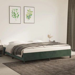 Estrutura de cama sem colchão 200x200 cm veludo verde-escuro
