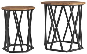 Mesas de Lado vidaXL 2 pcs Madeira Vintage Engenharia