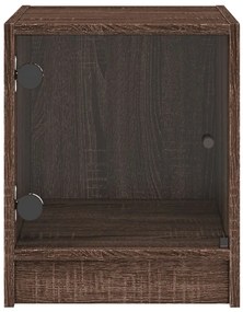 Mesas cabeceira portas vidro 2 pcs 35x37x42cm carvalho castanho
